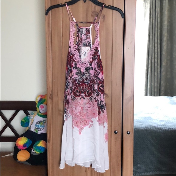 Free People Floral Haze Printed Mini Slip Dress S - Picture 4 of 7